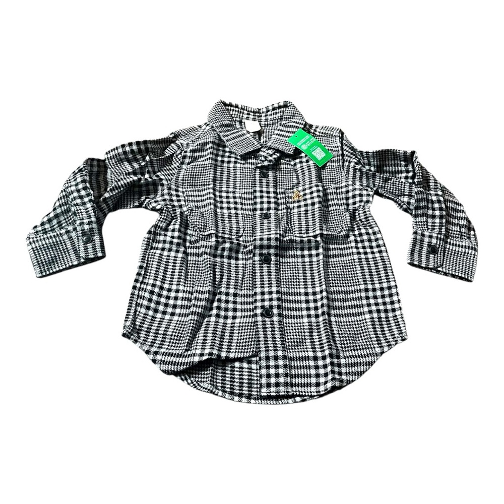 GAP Toddler Organic Cotton Flannel Plaid Short, Black Gray, Size 2T, NEW